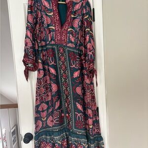 Farm Rio Floral Print Dress in Pink and Green